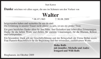 Traueranzeige von Walter Rolfs von KREISZEITUNG SYKE