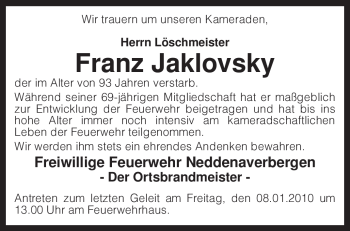 Traueranzeige von Franz Jaklovsky von KREISZEITUNG SYKE