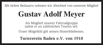 Traueranzeige von Gustav Adolf Meyer von KREISZEITUNG SYKE