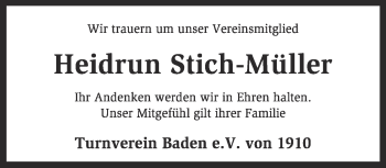 Traueranzeige von Heidrun Stich-Müller von KRZ