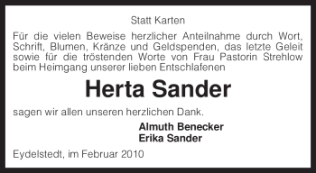 Traueranzeige von Herta Sander von KREISZEITUNG SYKE