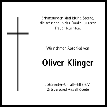 Traueranzeige von Oliver Klinger von KRZ