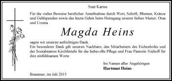 Traueranzeige von Magda Heins von KRZ