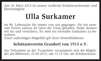 Traueranzeige von Ulla Surkamer von KRZ