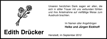 Traueranzeige von Edith Drücker von KRZ