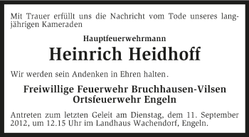 Traueranzeige von Heinrich Heidhoff von KRZ