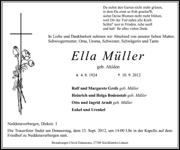 Traueranzeige von Ella Müller von KRZ