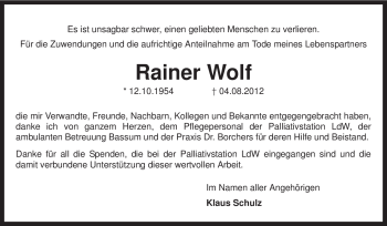 Traueranzeige von Rainer Wolf von KRZ