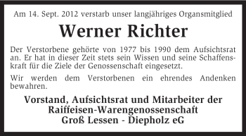 Traueranzeige von Werner Richter von KRZ