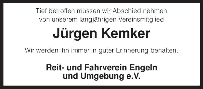  Traueranzeige für Jürgen Kemker vom 18.09.2012 aus KRZ