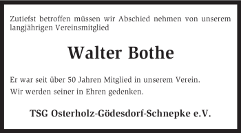 Traueranzeige von Walter Bothe von KRZ