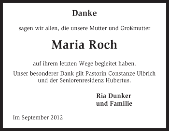 Traueranzeige von Maria Roch von KRZ