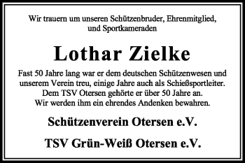 Traueranzeige von Lothar Zielke von KRZ