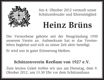 Traueranzeige von Heinz Brüns von KRZ