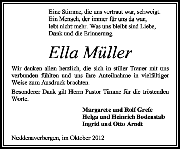 Traueranzeige von Ella Müller von KRZ