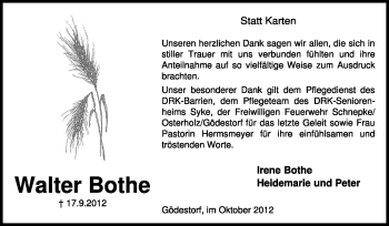 Traueranzeige von Walter Bothe von KRZ