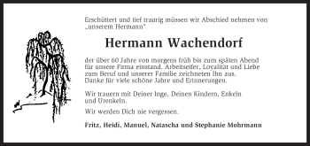 Traueranzeige von Hermann Wachendorf von KRZ