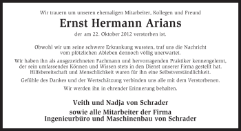 Traueranzeige von Ernst Hermann Arians von KRZ