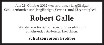 Traueranzeige von Robert Galle von KRZ