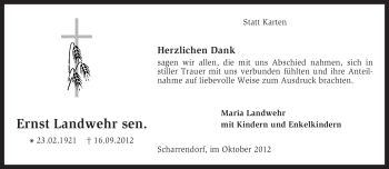 Traueranzeige von Ernst Landwehr von KRZ