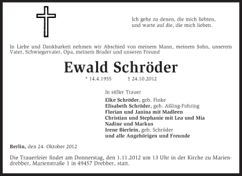 Traueranzeige von Ewald Schröder von KRZ