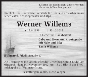 Traueranzeige von Werner Willems von KRZ