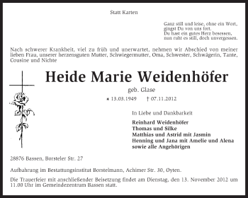 Traueranzeige von Heide Marie Weidenhöferl von KRZ