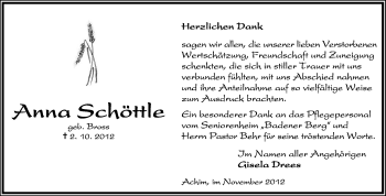 Traueranzeige von Anna Schöttle von KRZ