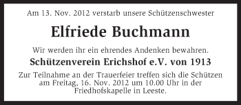 Traueranzeige von Elfriede Buchmann von KRZ