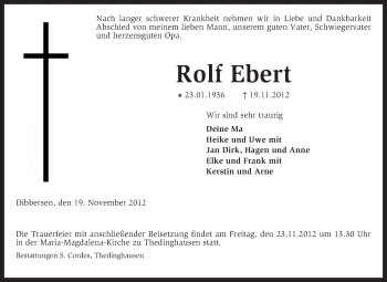 Traueranzeige von Rolf Ebert von KRZ