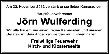 Traueranzeige von Jörn Wulferding von KRZ