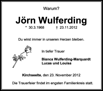 Traueranzeige von Jörn Wulferding von KRZ