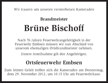 Traueranzeige von Brüne Bischoff von KRZ