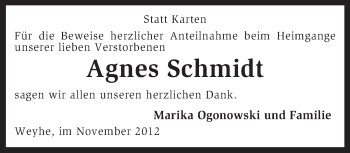 Traueranzeige von Agnes Schmidt von KRZ