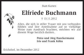 Traueranzeige von Elfriede Buchmann von KRZ