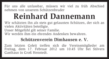 Traueranzeige von Reinhard Dannemann von KREISZEITUNG SYKE