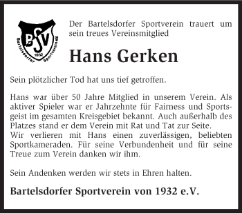 Traueranzeige von Hans Gerken von KRZ