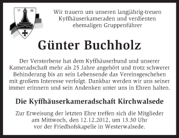 Traueranzeige von Günter Buchholz von KRZ