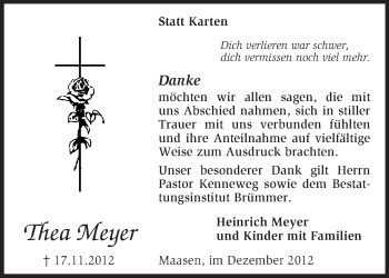 Traueranzeige von Thea Meyer von KRZ