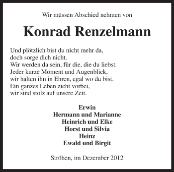 Traueranzeige von Konrad Renzelmann von KRZ