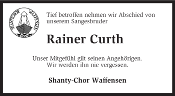 Traueranzeige von Rainer Curth von KRZ