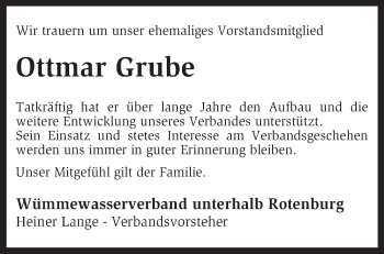 Traueranzeige von Ottmar Grube von KRZ