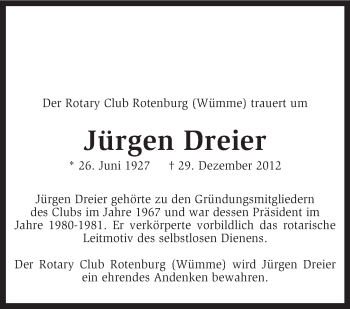 Traueranzeige von Jürgen Dreier von KRZ