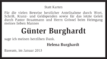 Traueranzeige von Günter Burghardt von KRZ