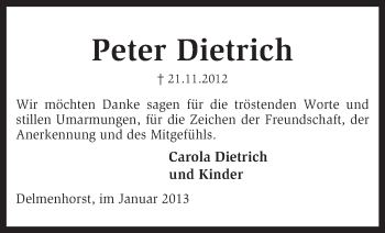 Traueranzeige von Peter Dietrich von KRZ