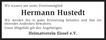 Traueranzeige von Hermann Hustedt von KRZ