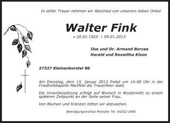 Traueranzeige von Walter Fink von KRZ