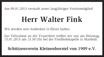 Traueranzeige von Walter Fink von KRZ