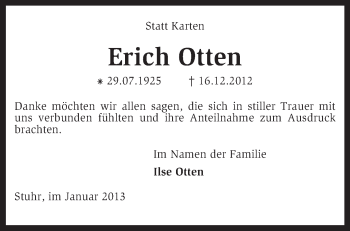 Traueranzeige von Erich Otten von KRZ