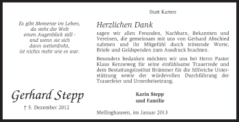 Traueranzeige von Gerhard Stepp von KRZ